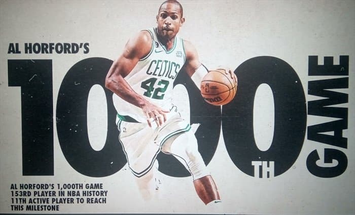 Al Horford alcanza los 1.000 partidos de temporada regular
