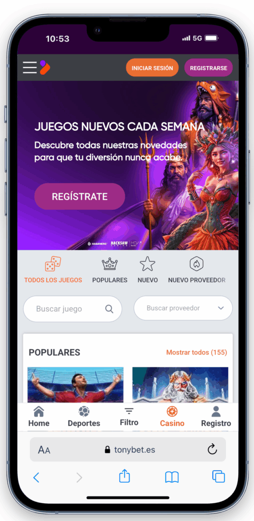 juegos más destacados en casino Tonybet España