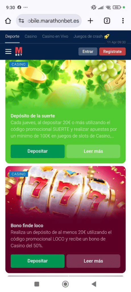captura de pantalla de casino marathonbet 