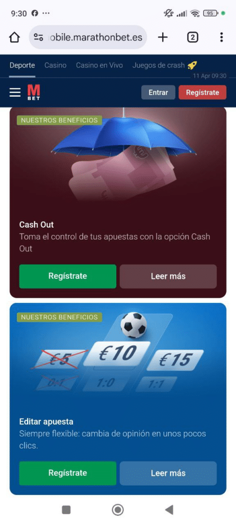herramientas de aposta de marathonbet espãna: cashout y editar apuesta