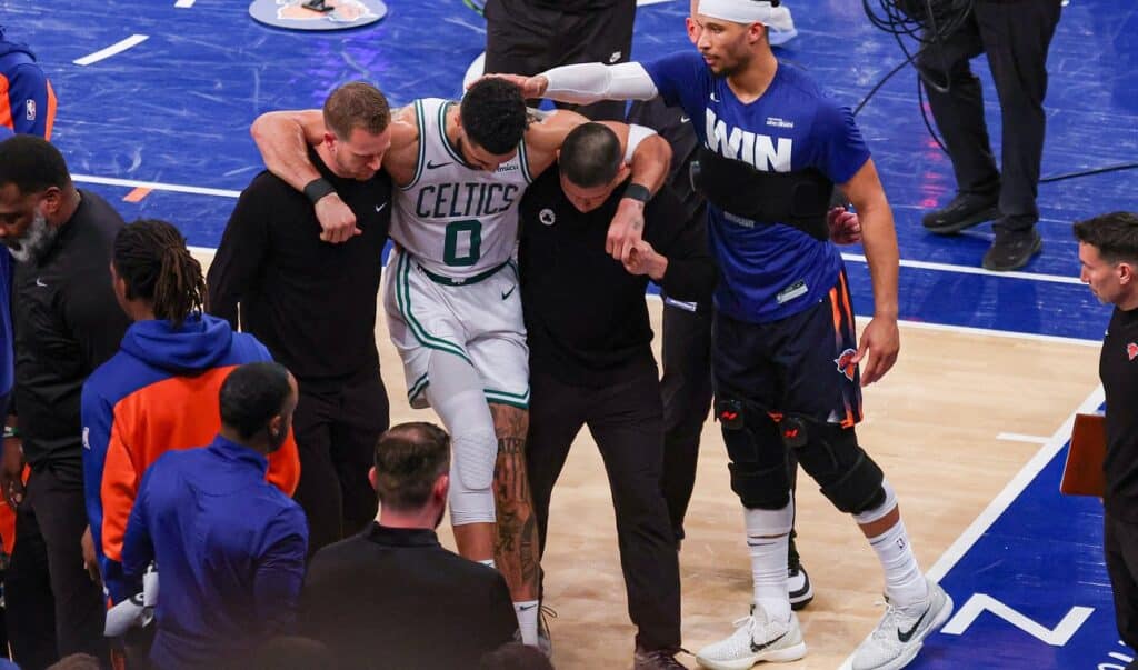 Jayson Tatum se somete a cirugía del Tendon de Aquiles ¿Qué esperar de su lesión? 1 Jayson Tatum. Créditos a Vincent Carchietta-Imagn Images
