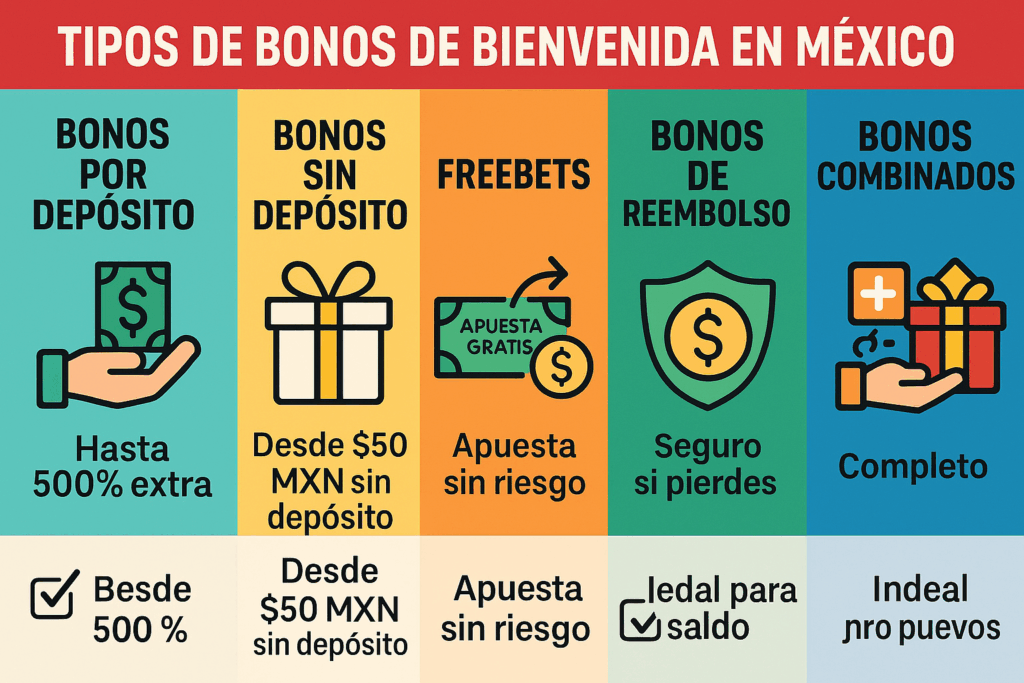 tipos de bonos bienvenida en casas de apuestas en México