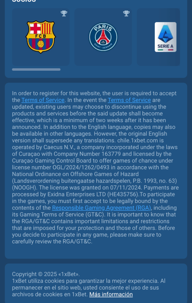 1xbet es confiable en chile y opera bajo licencia de curazao