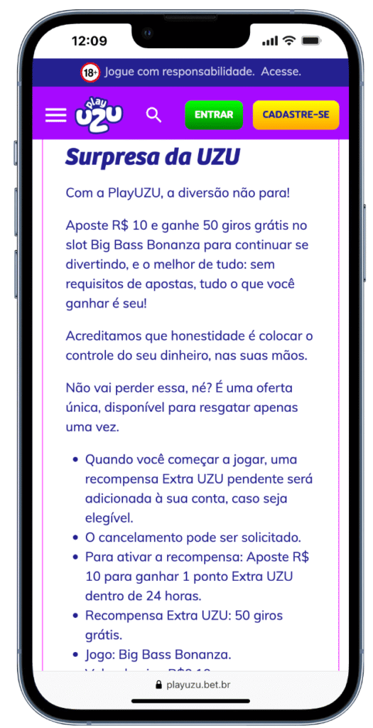 plataforma com bônus grátis: PlayUZU