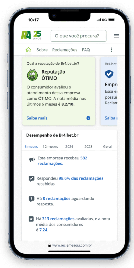 br4bet no reclame aqui tem reputacao otima
