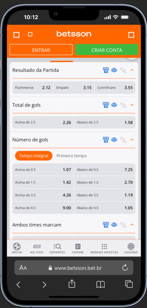 apostas no corinthians betsson