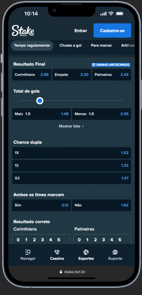 apostas no corinthians na stake