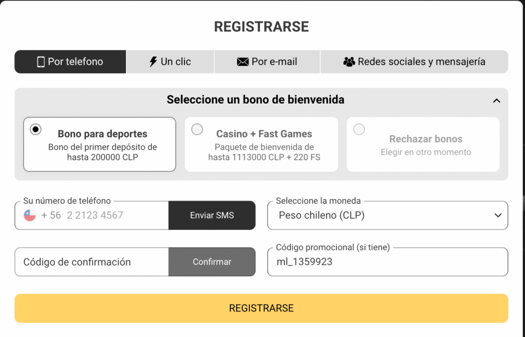 Código Promocional Melbet Chile: ml_1359923: Hasta $200.000 CLP + Giros Gratis 5 registro con el código promocional melbet Chile
