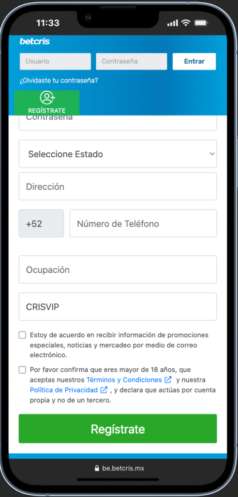 COMO REGISTRARTE EN BETCRIS