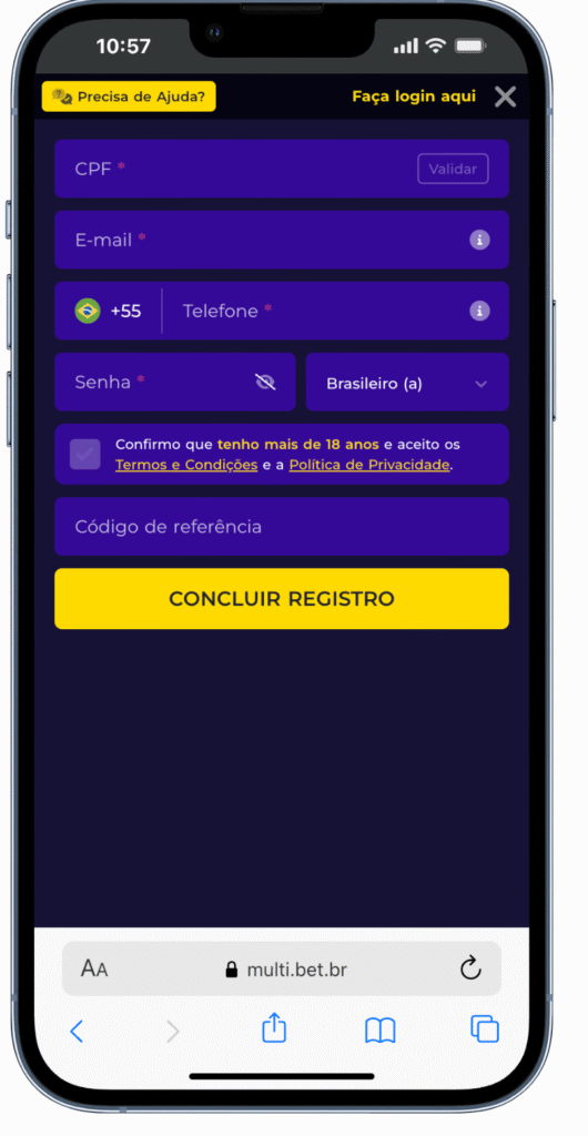 cadastro sem código promocional Multibet

