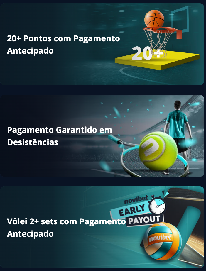 pagamento antecipado novibet: disponível em 7 esportes, incluindo tenis
