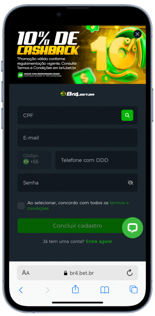 formulário br4bet cadastro