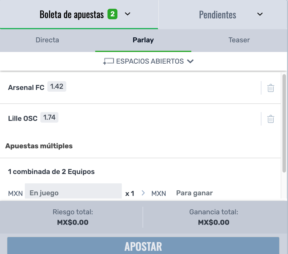 apuesta múltiple en Betcris México