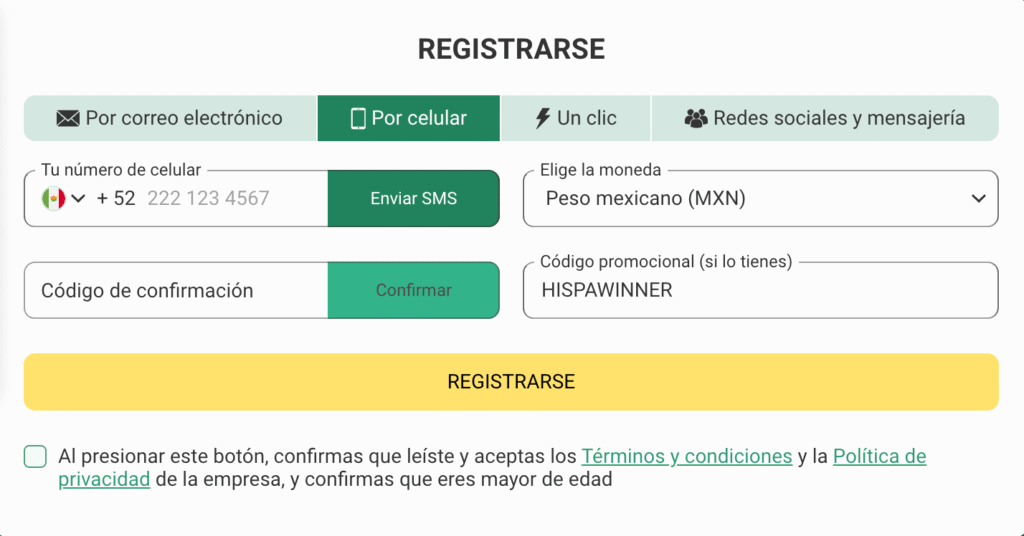 cómo registrarse en Betwinner México