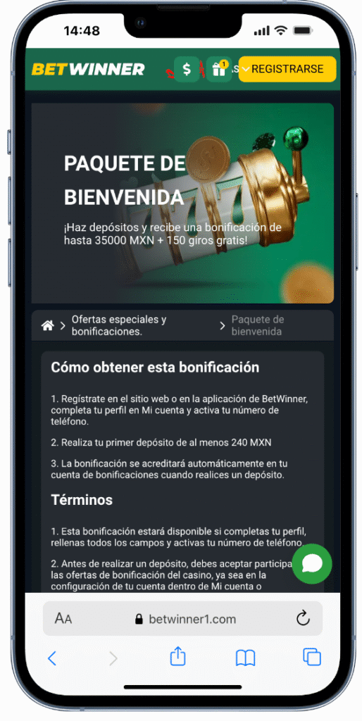 paquete de bienvenida betwinner méxico