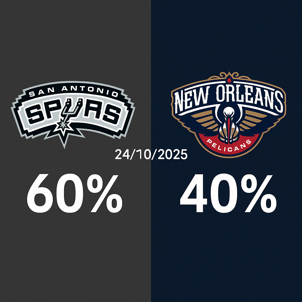 Pronóstico New Orleans Pelicans vs San Antonio Spurs – NBA 24/10/2025 34 Pronóstico New Orleans Pelicans vs San Antonio Spurs – NBA