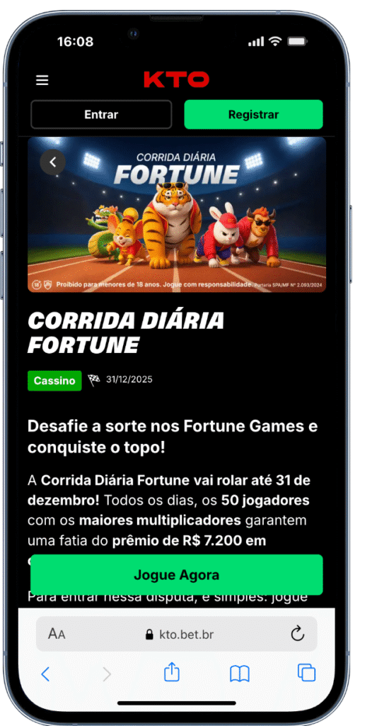 kto - corrida diária fortune tiger