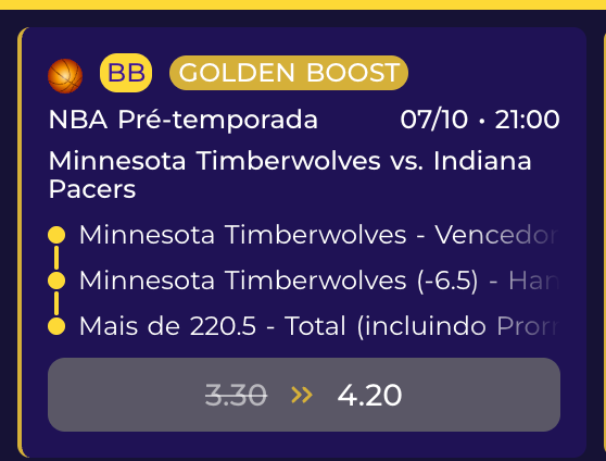 super odds para Minnesota Timberwolves x Indiana Pacers na Multibet