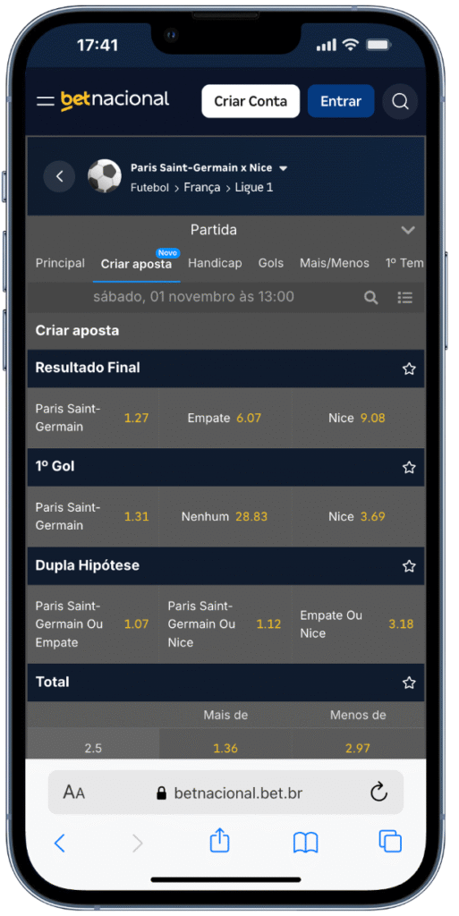 betnacional criar aposta