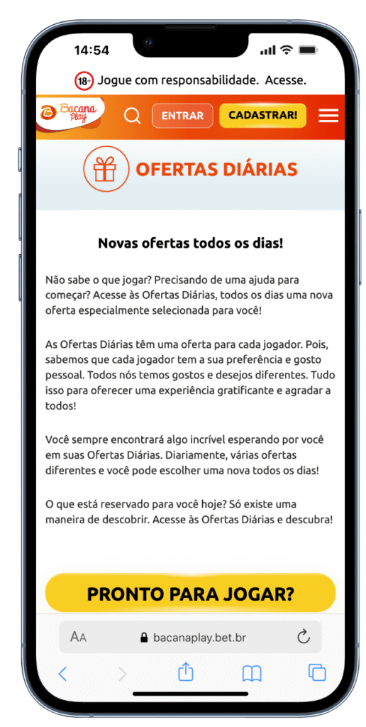 oferta de rodadas grátis todos os dias na Bacana Play