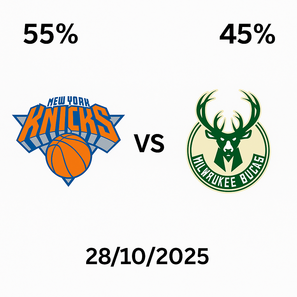 Pronóstico Milwaukee Bucks vs New York Knicks – NBA 28/10/2025 34 Pronóstico Milwaukee Bucks vs New York Knicks – NBA 28/10/2025