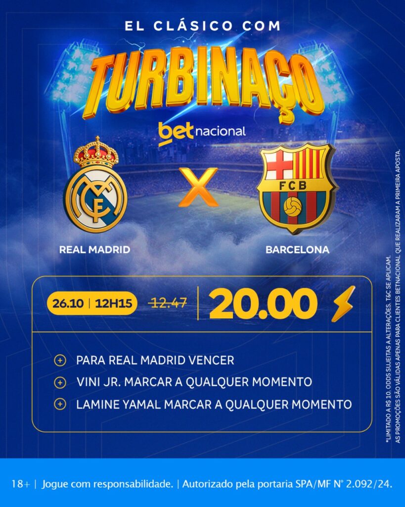 Palpite Real Madrid x Barcelona: La Liga (26/10/25) 34 super odds na betnacional para Real Madrid x Barcelona