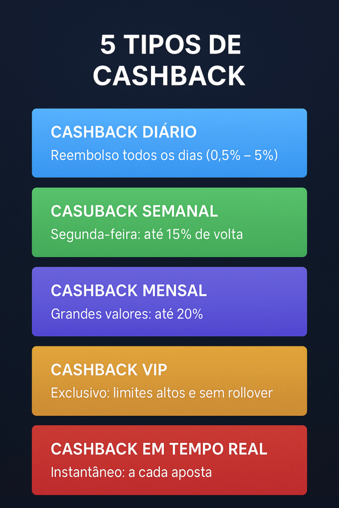 5 tipos de cashback cassinos online