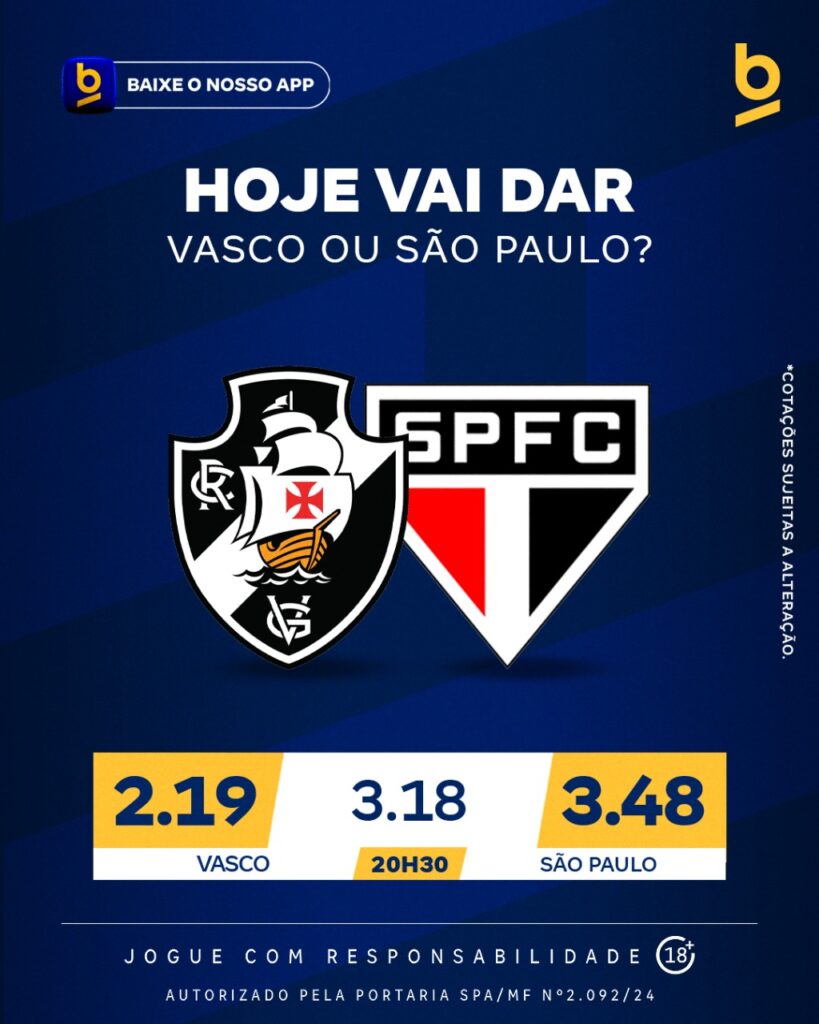 Palpites Vasco x São Paulo (02/11/2025): Brasileirão Série A 35 Super Odds Vasco x São Paulo na Betnacional
