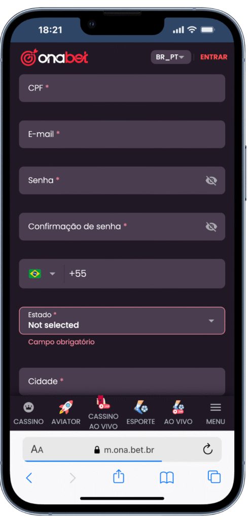 como se cadastrar na Onabet