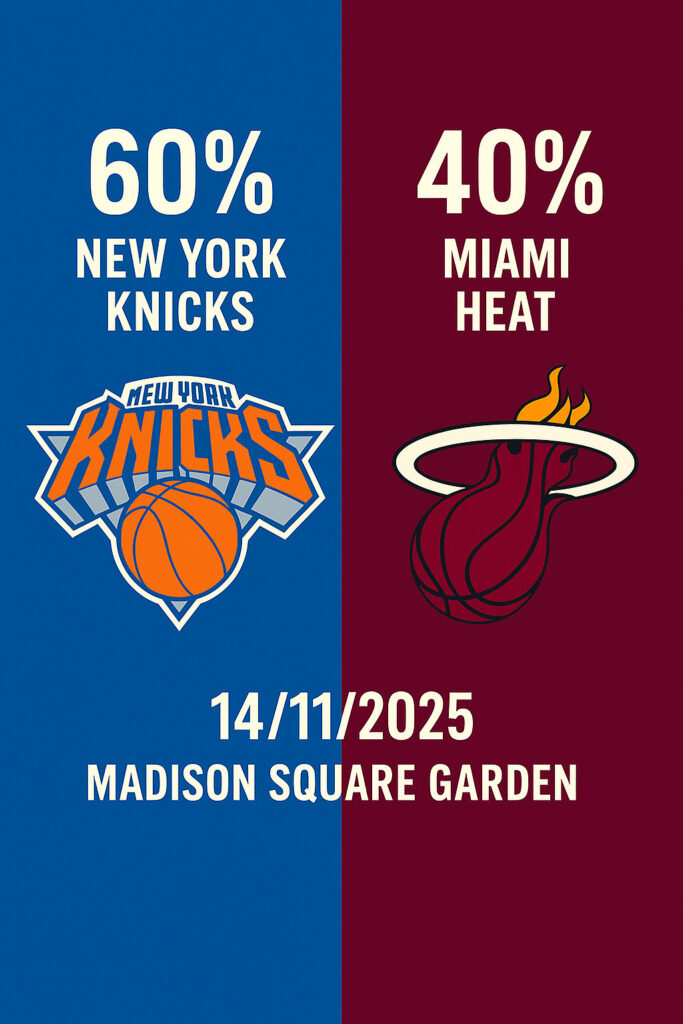 New York Knicks x Miami Heat – Palpites NBA 14/11/2025 34 Palpite New York Knicks x Miami Heat – NBA 14/11/2025