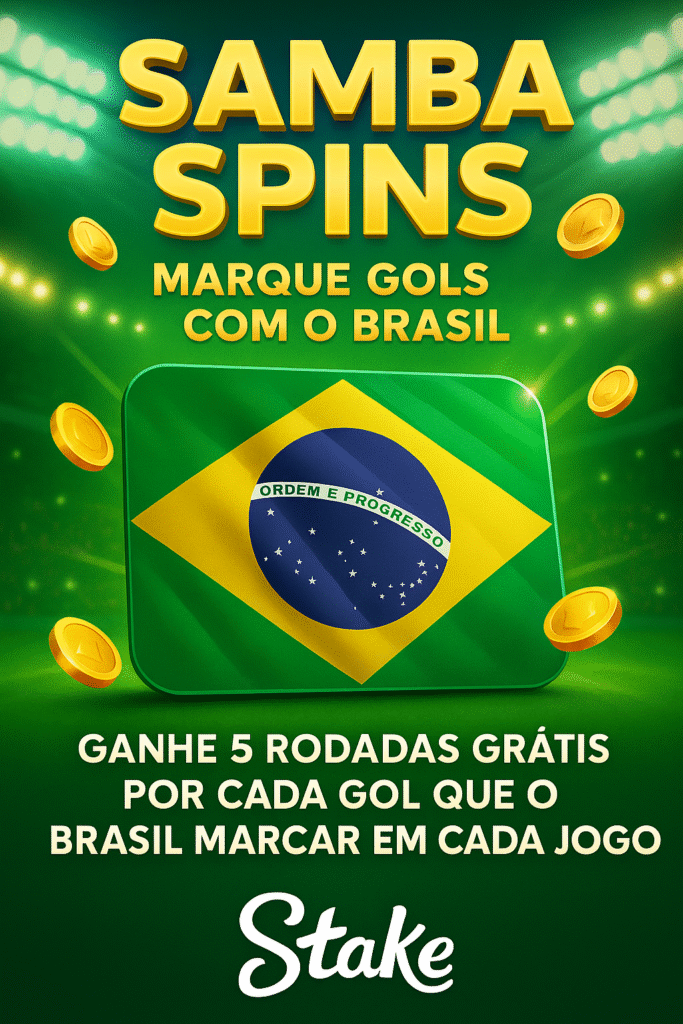oferta samba spins stake: ganhe 5 rodadas gratis a cada gol do brasil
