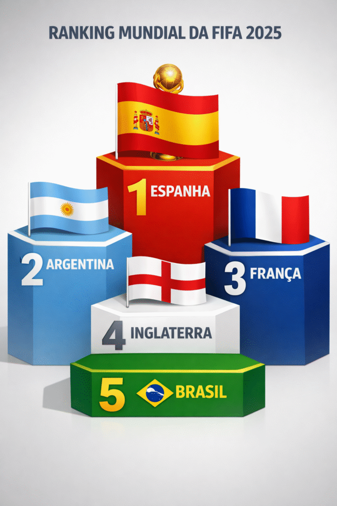 Ranking FIFA 2025: Brasil entre as 5 melhores seleções do mundo